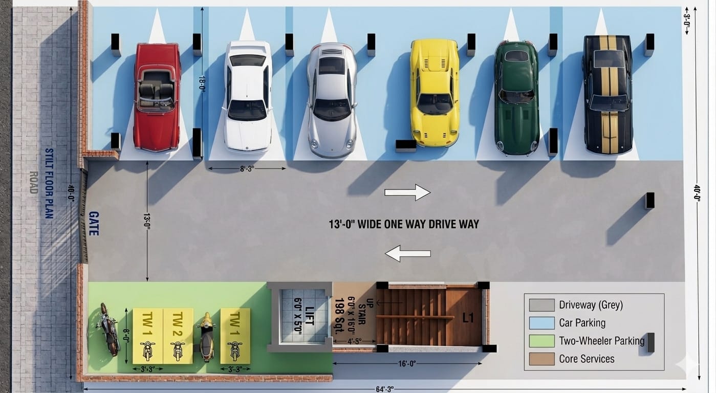 Stilt floor parking plan